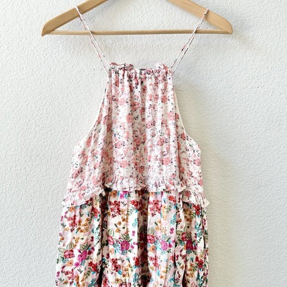 $177 Kos Resort Multi Floral Tiered Halter dress Size Small - Picture 6 of 12